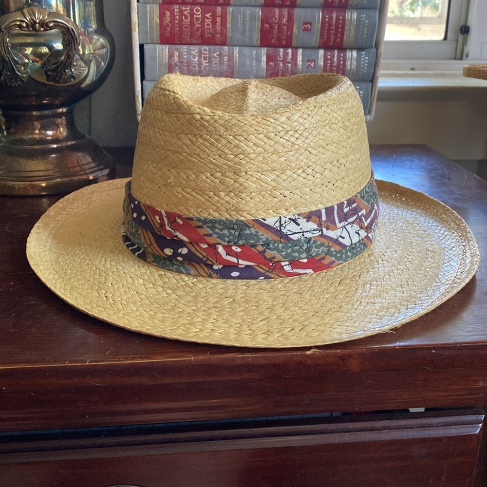 Biltmore Vintage Made in Canada Men's L/XL Outback Straw Fedora With Fabric Band